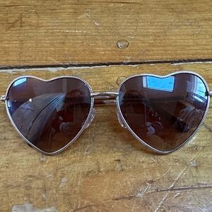 Urban Outfitters Heart-Shaped Rose Gold and Amber Sunglasses